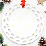 Polka Dots - Ivory on White Ornament (Round Filigree)