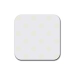 Polka Dots - Ivory on White Rubber Coaster (Square)