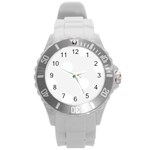 Polka Dots - White on White Smoke Round Plastic Sport Watch (L)