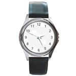 Polka Dots - White on White Smoke Round Metal Watch