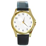 Polka Dots - White on White Smoke Round Gold Metal Watch