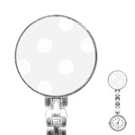 Polka Dots - White on White Smoke Stainless Steel Nurses Watch