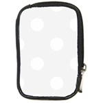 Polka Dots - White on White Smoke Compact Camera Leather Case