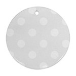 Polka Dots - White on White Smoke Round Ornament (Two Sides)