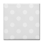 Polka Dots - White on White Smoke Tile Coaster