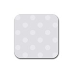 Polka Dots - White on White Smoke Rubber Coaster (Square)