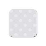 Polka Dots - White on White Smoke Rubber Square Coaster (4 pack)