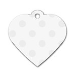 Polka Dots - White Smoke on White Dog Tag Heart (One Side)