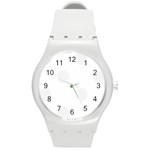 Polka Dots - White Smoke on White Round Plastic Sport Watch (M)