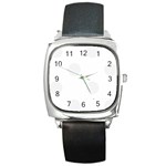Polka Dots - White Smoke on White Square Metal Watch