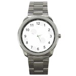 Polka Dots - White Smoke on White Sport Metal Watch