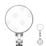 Polka Dots - White Smoke on White Stainless Steel Nurses Watch