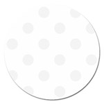 Polka Dots - White Smoke on White Magnet 5  (Round)