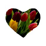 Images Tulip Red Standard 16  Premium Flano Heart Shape Cushion 