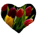 Images Tulip Red Large 19  Premium Flano Heart Shape Cushion