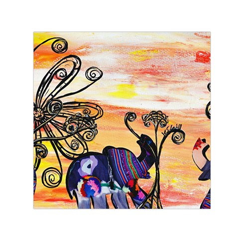 Indian Elephants Small Satin Scarf (Square) from ArtsNow.com Front