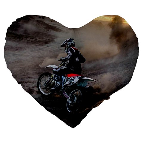 Motorcross Large 19  Premium Heart Shape Cushion from ArtsNow.com Front