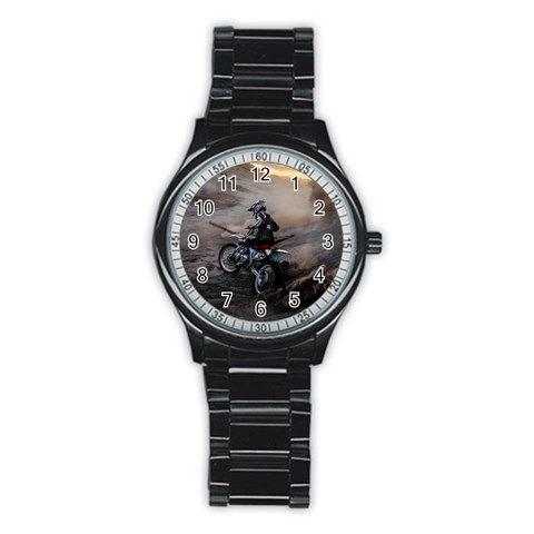 Motorcross Stainless Steel Round Watch from ArtsNow.com Front