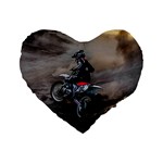 Motorcross Standard 16  Premium Flano Heart Shape Cushion 