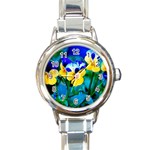Wallpaper Flower Tulip Round Italian Charm Watch
