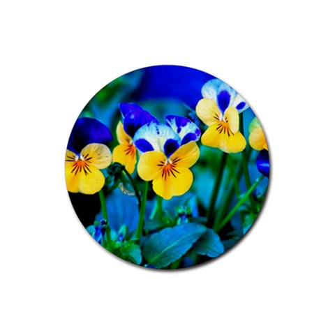 Wallpaper Flower Tulip Rubber Round Coaster (4 pack) from ArtsNow.com Front