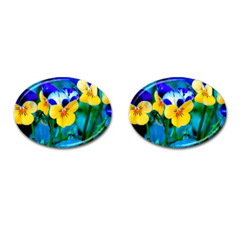 Wallpaper Flower Tulip Cufflinks (Oval) from ArtsNow.com Front(Pair)