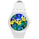 Wallpaper Flower Tulip Round Plastic Sport Watch (M)