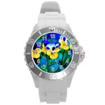 Wallpaper Flower Tulip Round Plastic Sport Watch (L)