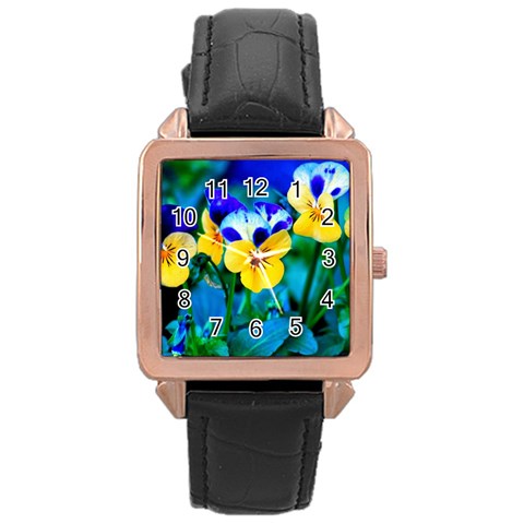 Wallpaper Flower Tulip Rose Gold Leather Watch  from ArtsNow.com Front