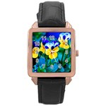 Wallpaper Flower Tulip Rose Gold Leather Watch 