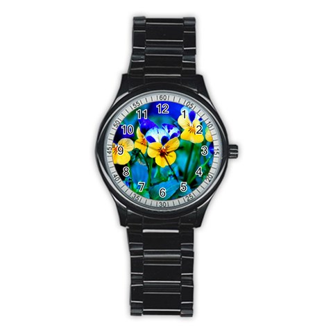Wallpaper Flower Tulip Stainless Steel Round Watch from ArtsNow.com Front