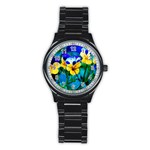 Wallpaper Flower Tulip Stainless Steel Round Watch