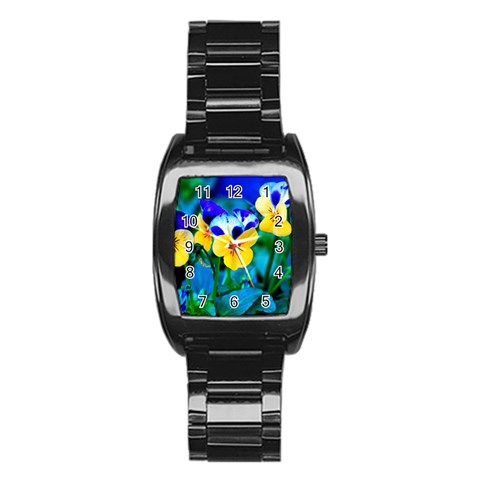 Wallpaper Flower Tulip Stainless Steel Barrel Watch from ArtsNow.com Front