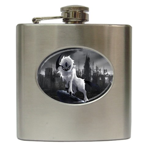 Wolf Hip Flask (6 oz) from ArtsNow.com Front