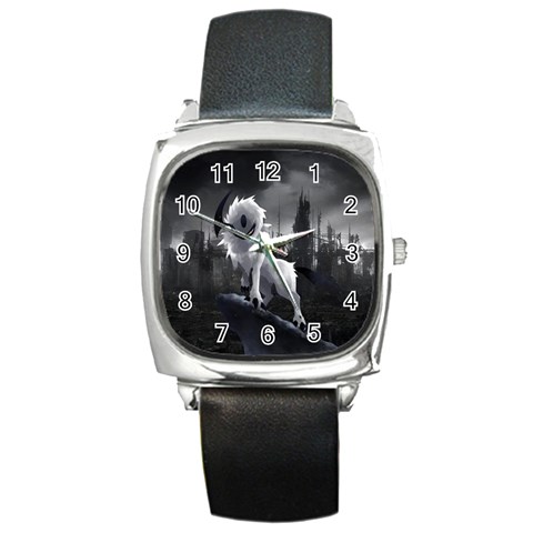 Wolf Square Metal Watch from ArtsNow.com Front