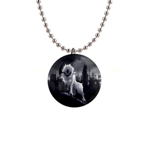 Wolf 1  Button Necklace from ArtsNow.com Front