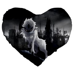Wolf Large 19  Premium Heart Shape Cushion from ArtsNow.com Front