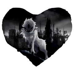 Wolf Large 19  Premium Heart Shape Cushion from ArtsNow.com Back