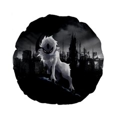 Wolf Standard 15  Premium Flano Round Cushion  from ArtsNow.com Front