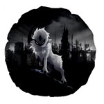 Wolf Large 18  Premium Flano Round Cushion 