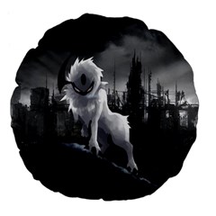 Wolf Large 18  Premium Flano Round Cushion  from ArtsNow.com Back