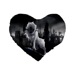Wolf Standard 16  Premium Flano Heart Shape Cushion  from ArtsNow.com Front
