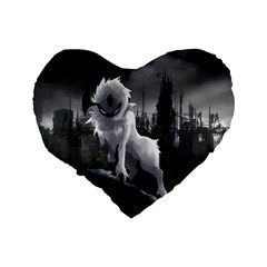 Wolf Standard 16  Premium Flano Heart Shape Cushion  from ArtsNow.com Back