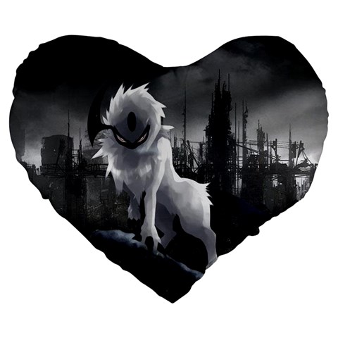 Wolf Large 19  Premium Flano Heart Shape Cushion from ArtsNow.com Front