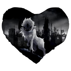 Wolf Large 19  Premium Flano Heart Shape Cushion from ArtsNow.com Front