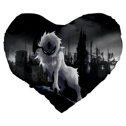 Wolf Large 19  Premium Flano Heart Shape Cushion from ArtsNow.com Back