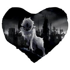 Wolf Large 19  Premium Flano Heart Shape Cushion from ArtsNow.com Back