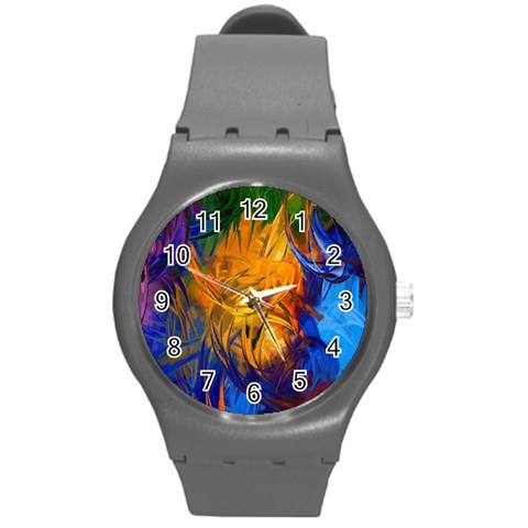 Abstract Paintings Round Plastic Sport Watch (M) from ArtsNow.com Front