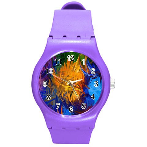 Abstract Paintings Round Plastic Sport Watch (M) from ArtsNow.com Front