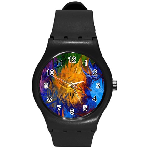 Abstract Paintings Round Plastic Sport Watch (M) from ArtsNow.com Front